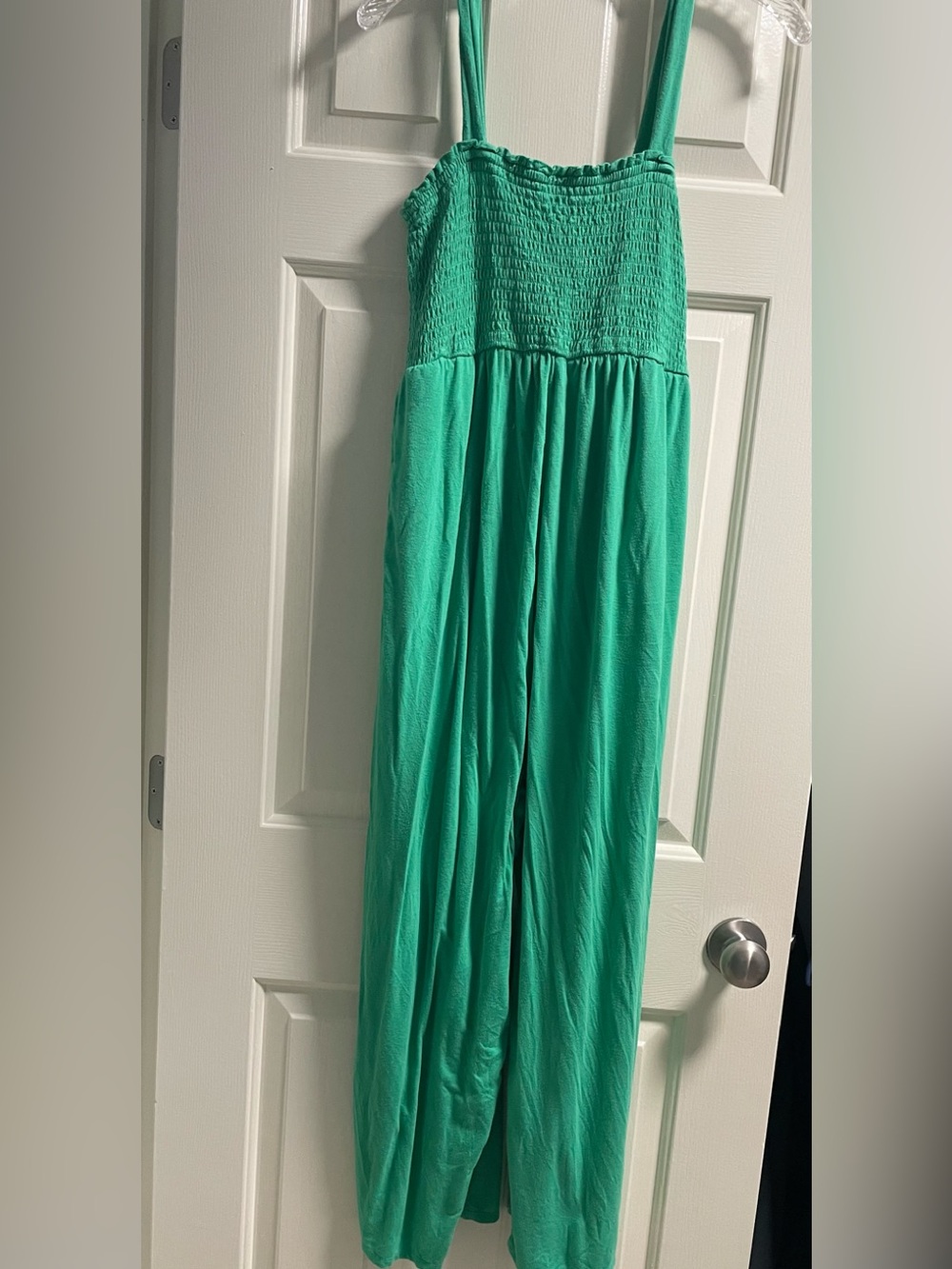 Maternity Green Smocked Jumpsuit